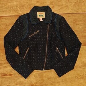 Flying Tomato Crop Wool and Lace Moto Jacket size Large